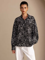 [Ola Negra] SilkSilky-ES Long Sleeve Lapel Collar Blusas de Mujer 001