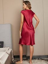 [Vino] SilkSilky-ES Cap Sleeve V Neck Camisón 002
