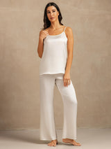 [Blanco] SilkSilky-ES 19Momme Spalline Sottili Escote Cuchara Conjunto de tirantes 003