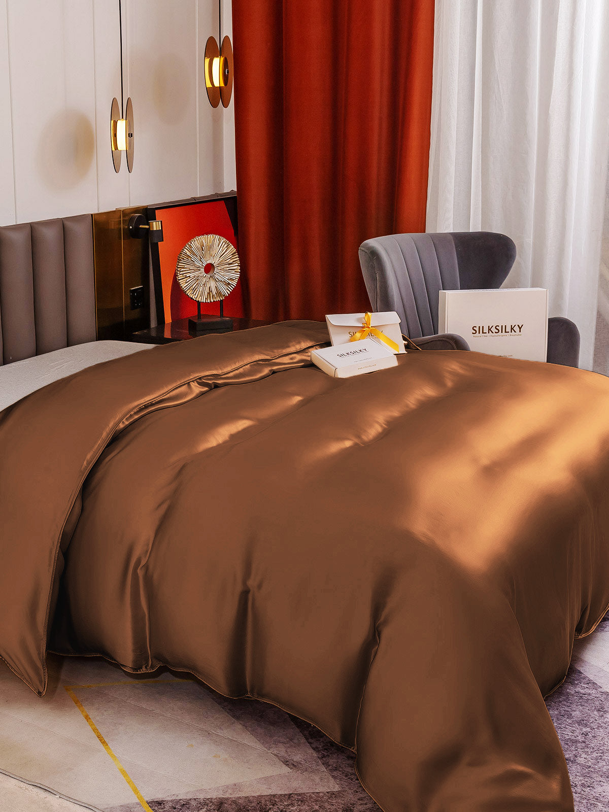 [Café] SilkSilky-ES 19Momme Seda Pura Duvet Cover 004