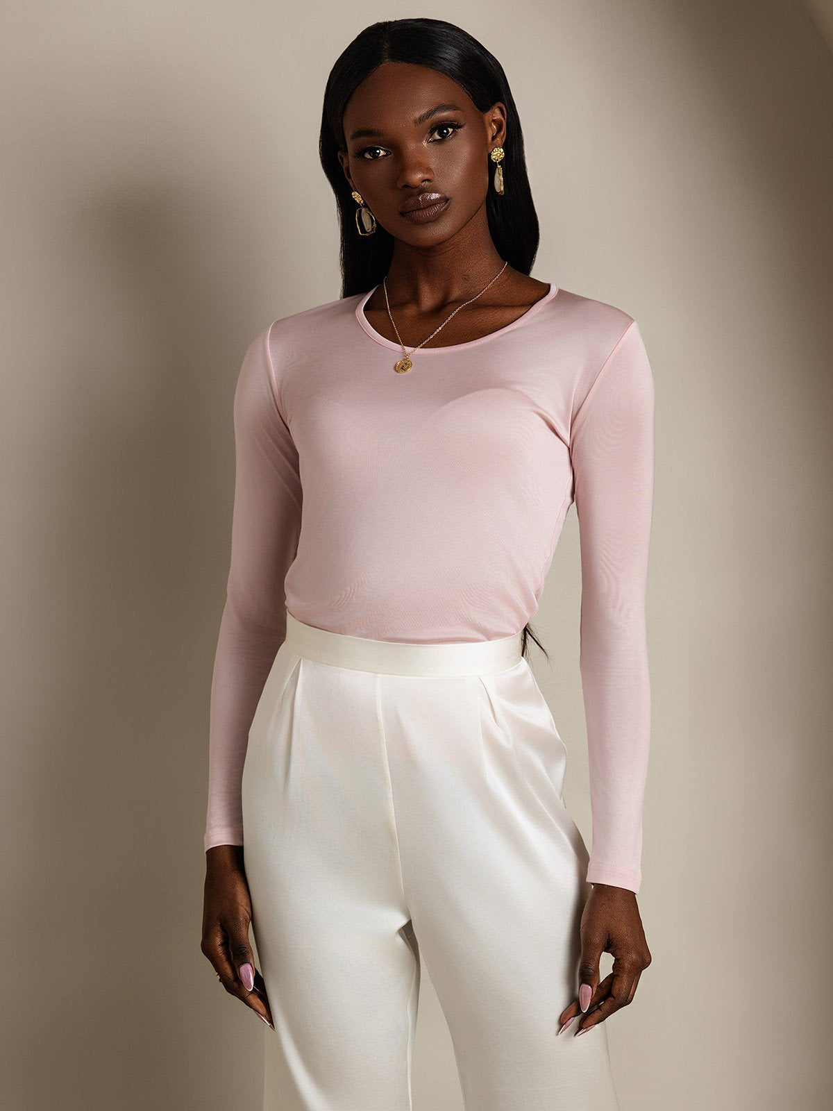[Rosa Coral] SilkSilky-ES Seda Womens T-Shirt 003