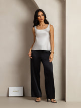 [Plata] SilkSilky-ES 19Momme Sin mangas Escote Cuchara Top de tirantes 007