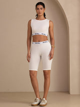 [Blanco] SilkSilky-ES Sleeveless Crew Neck Top de tirantes 007