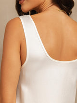 [Blanco] SilkSilky-ES 19Momme Sin mangas Escote Cuchara Pijamas de mujer 004