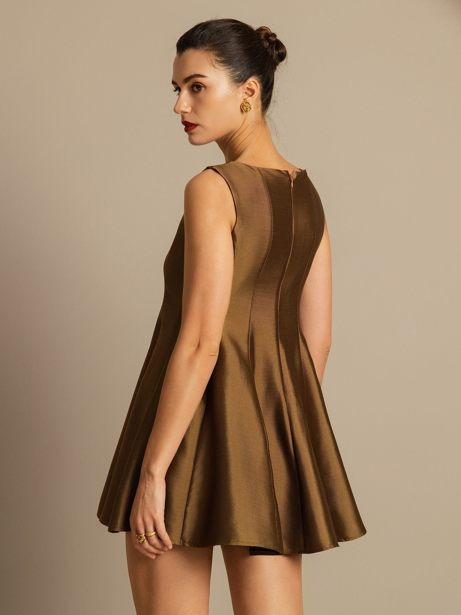 [Bronce] SilkSilky-ES 32Momme Silk-Wool Blend Dress 005,