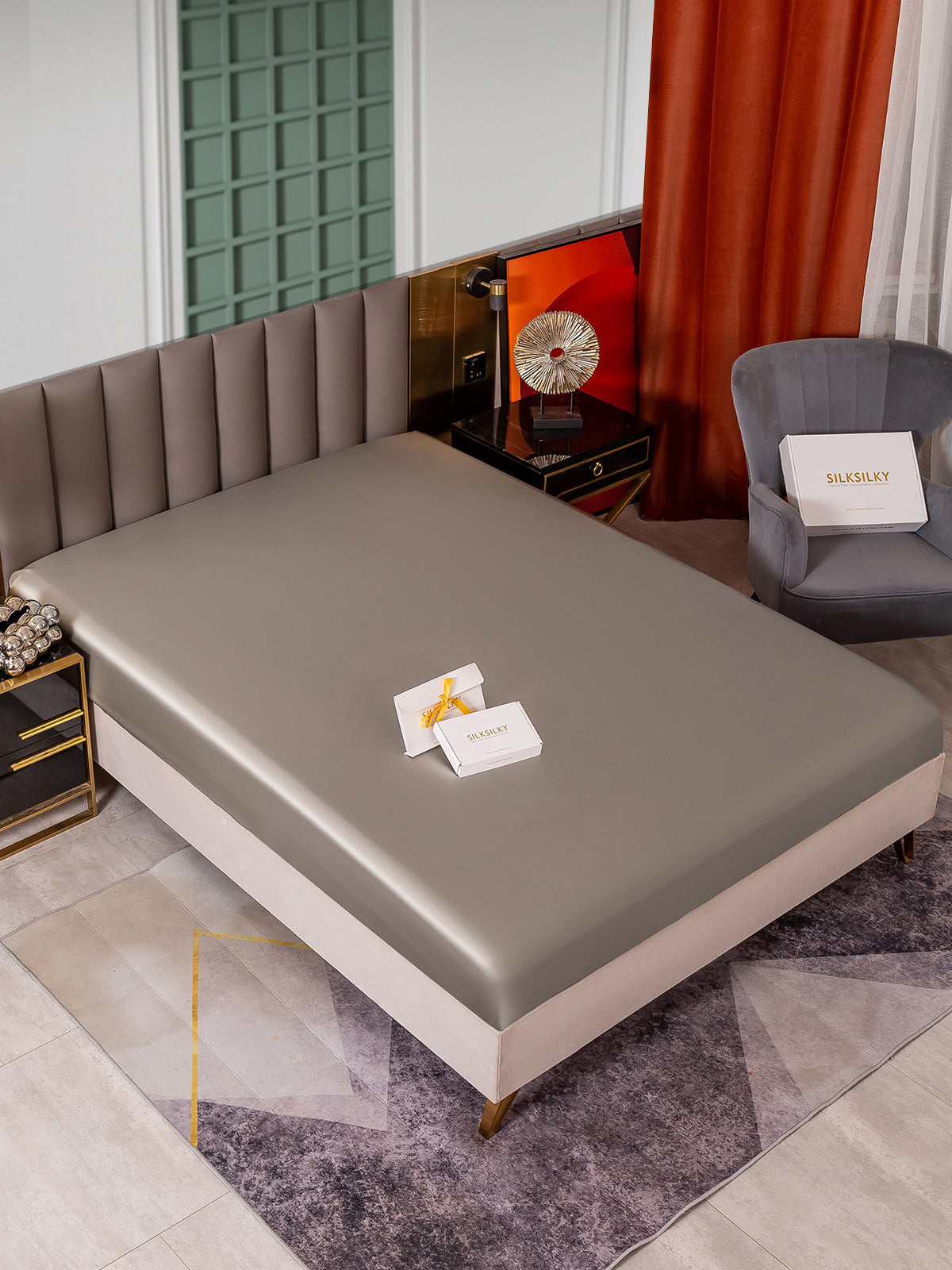 [Gris] SilkSilky-ES 25Momme Seda Pura Sheet 001