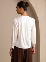 [Blanco] SilkSilky-ES Long Sleeve Blouse 002