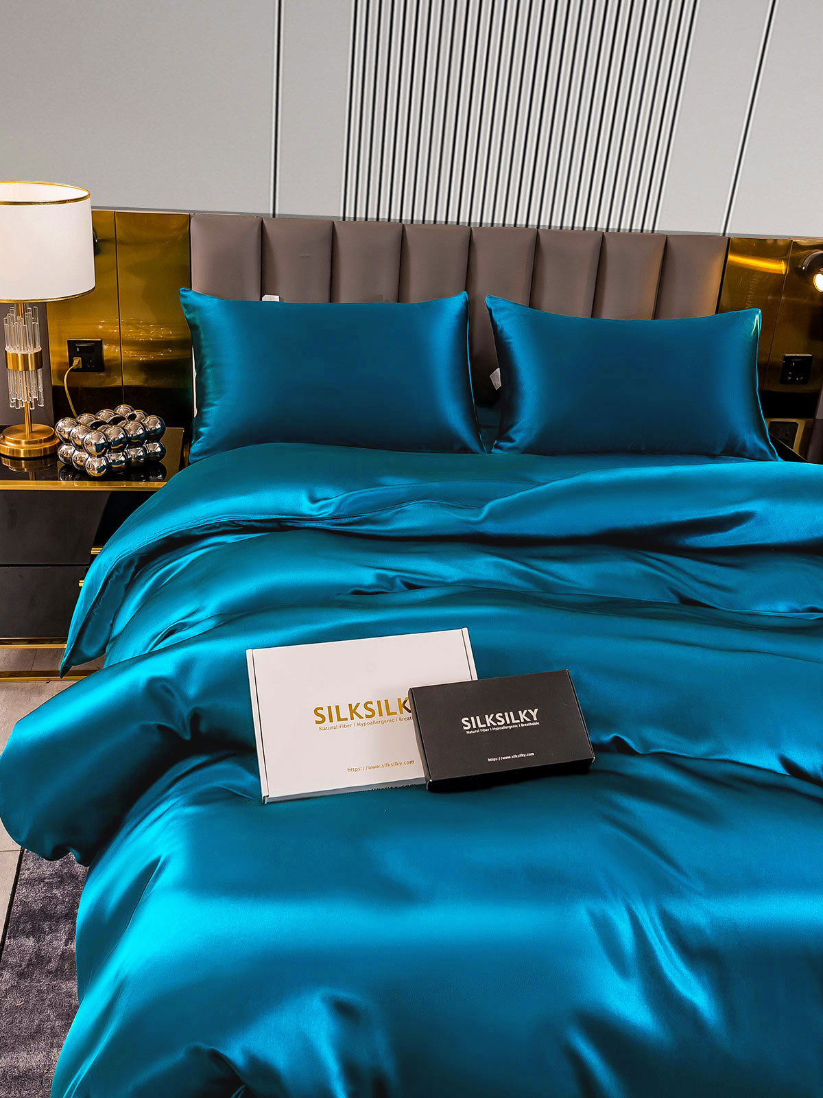 [Azul Real] SilkSilky-ES 22Momme Seda Pura Bedding Set 002