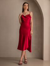[Vino] SilkSilky-ES Spalline Sottili Cuello Drapeado Vestido 001