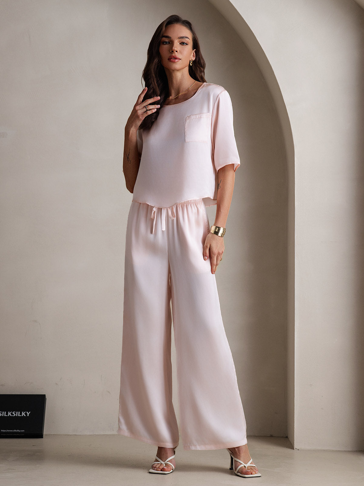 [Rosa] SilkSilky-ES Seda Pura Womens Pajamas 004,