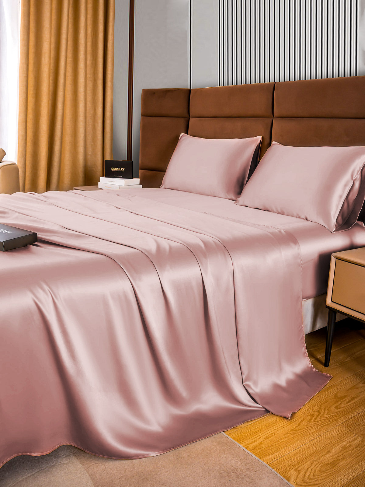[Malva Pálido] SilkSilky-ES 22Momme Seda Pura Bedding Set 003