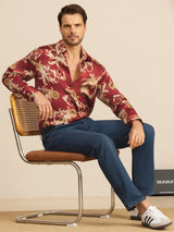 [Dragón Vino] SilkSilky-ES Long Sleeve Lapel Collar Camisa de hombre 007