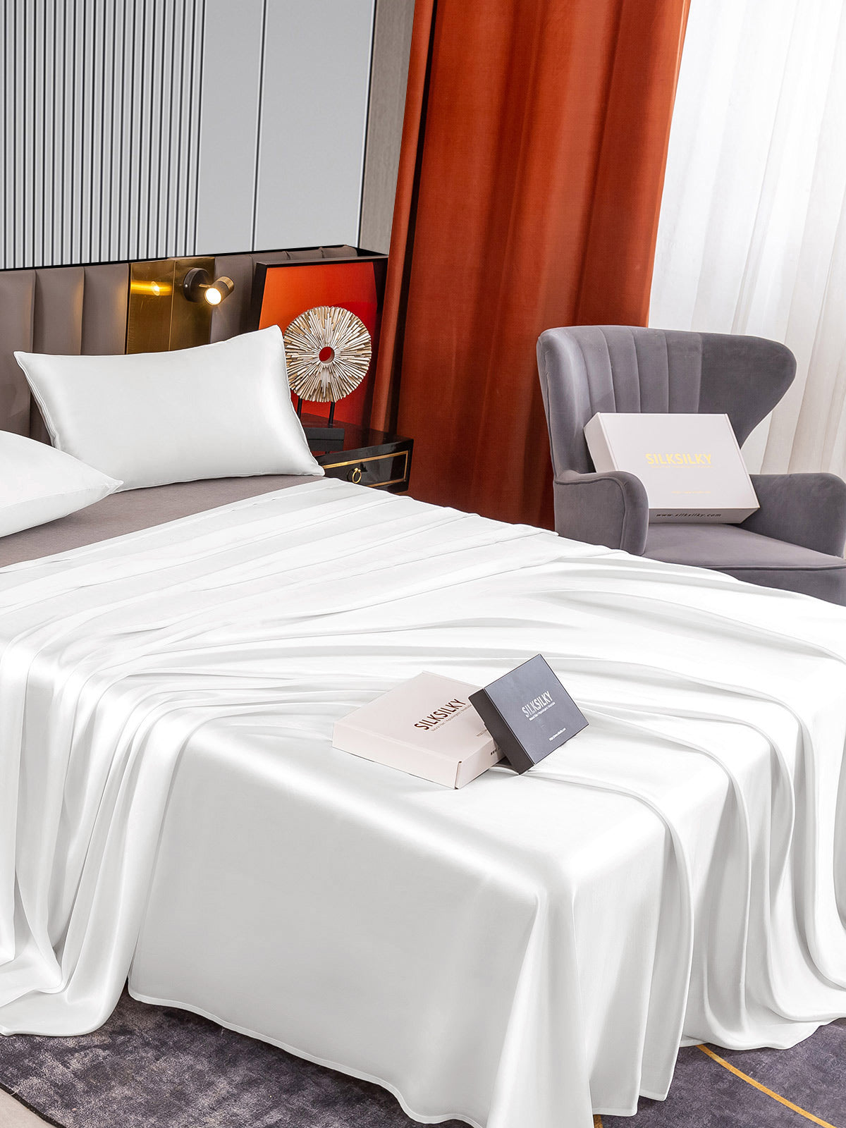 [Blanco] SilkSilky-ES 22Momme Seda Pura Bedding Set 004