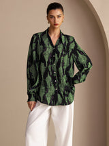 [Musgo Negro] SilkSilky-ES Long Sleeve Lapel Collar Blusa 001