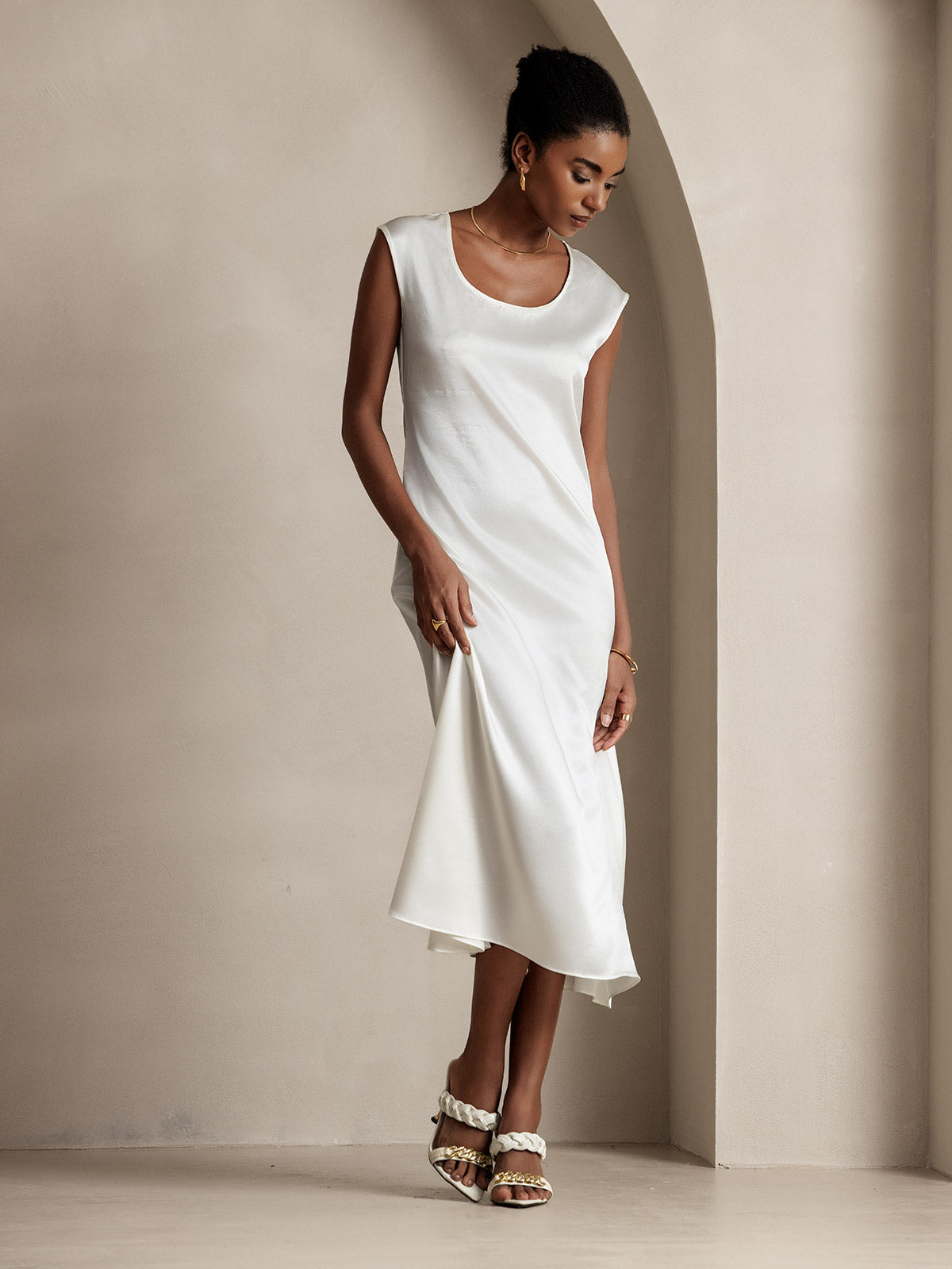 [Blanco] SilkSilky-ES 19Momme Seda Dress 006