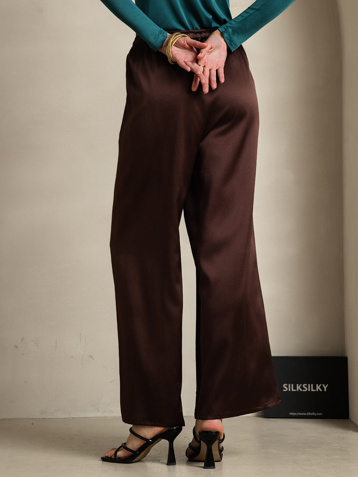 [Café] SilkSilky-ES Seda Pura Womens Pants 002