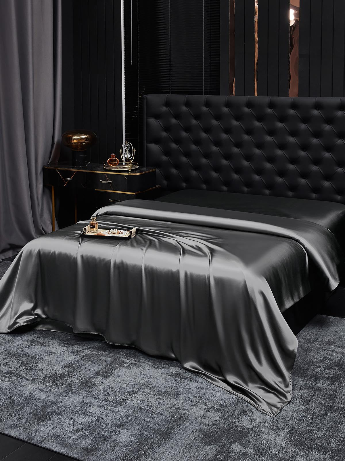 [Gris Oscuro] SilkSilky-ES 19Momme Seda Pura Duvet Cover 001