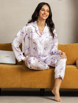 [Flor de Lila] SilkSilky-ES Seda Pura Womens Pajamas 001,
