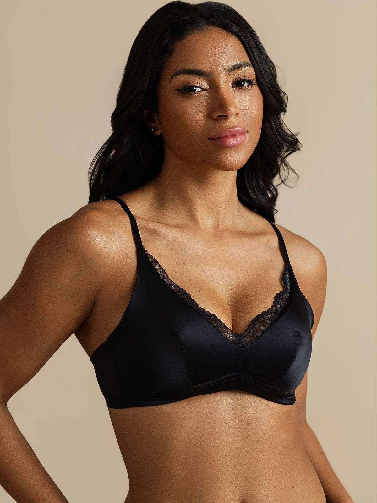 [Negro] SilkSilky-ES Seda Pura Bra 008