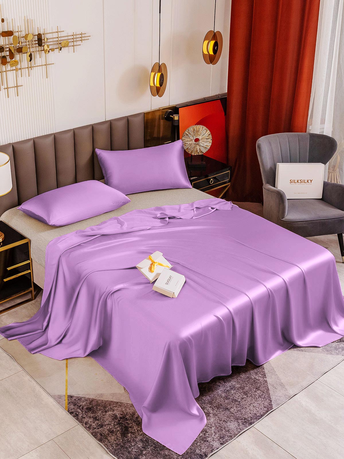 [Lavanda] SilkSilky-ES 19Momme Seda Pura Bedding Set 001