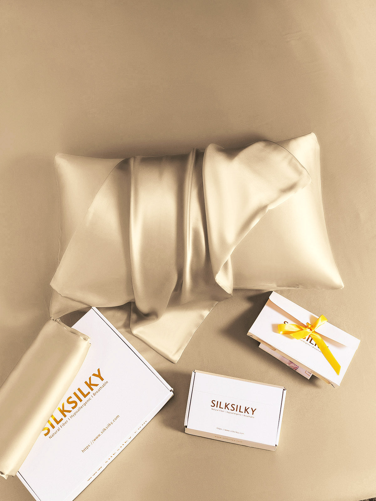 [Beige] SilkSilky-ES 22Momme Seda Pura Pillowcase 006
