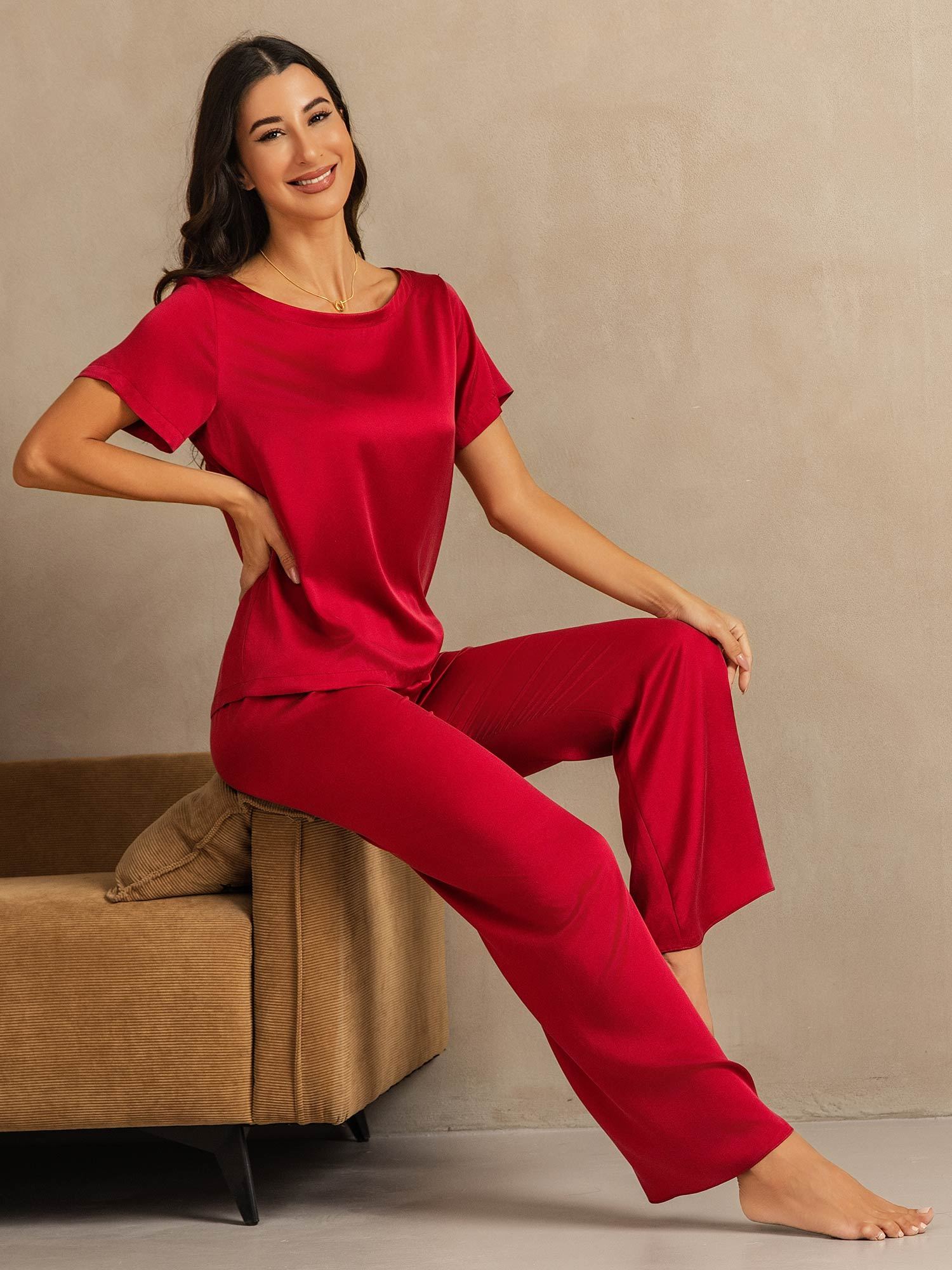 [Vino] SilkSilky-ES 19Momme Seda Womens Pajamas 007