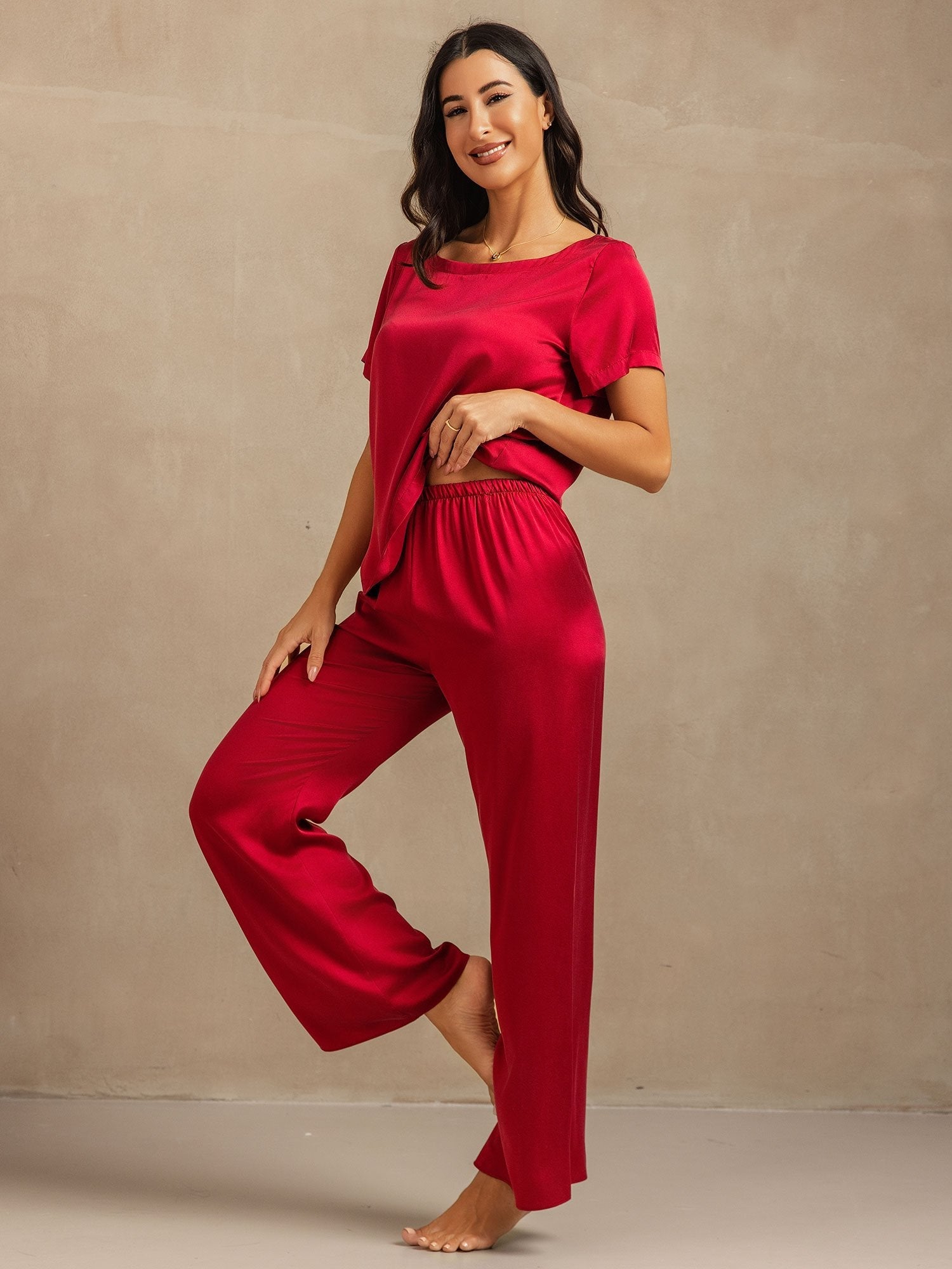 [Vino] SilkSilky-ES 19Momme Seda Womens Pajamas 003