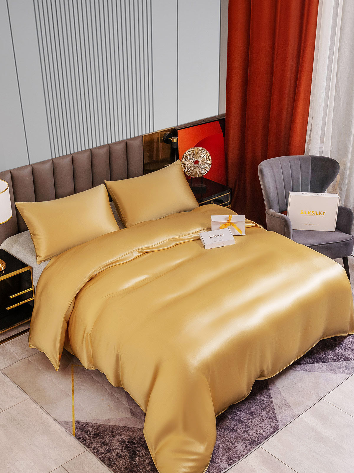 [Champán] SilkSilky-ES 22Momme Seda Pura Bedding Set 002