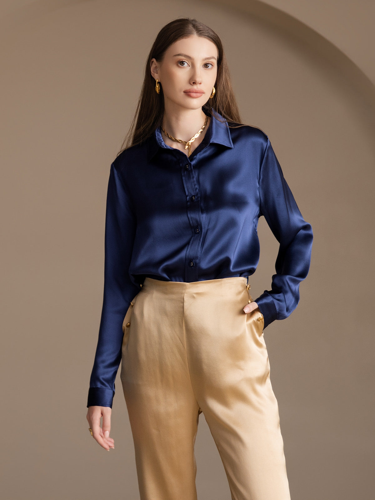 [Champán] SilkSilky-ES 19Momme Seda Womens Pants 009