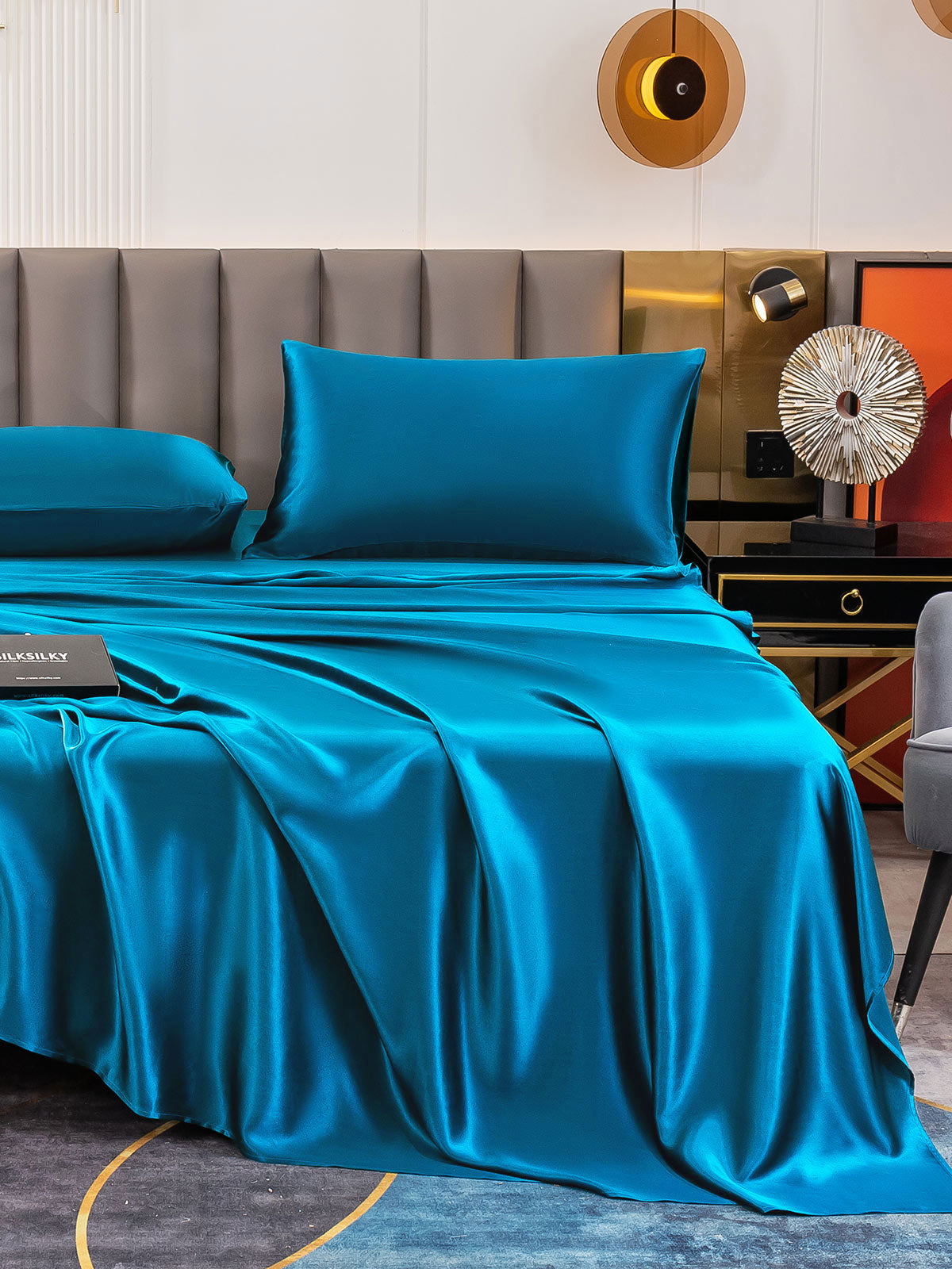 [Azul Real] SilkSilky-ES 19Momme Seda Pura Bedding Set 006