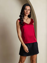 [Vino] SilkSilky-ES Sleeveless V Neck Top de tirantes 005