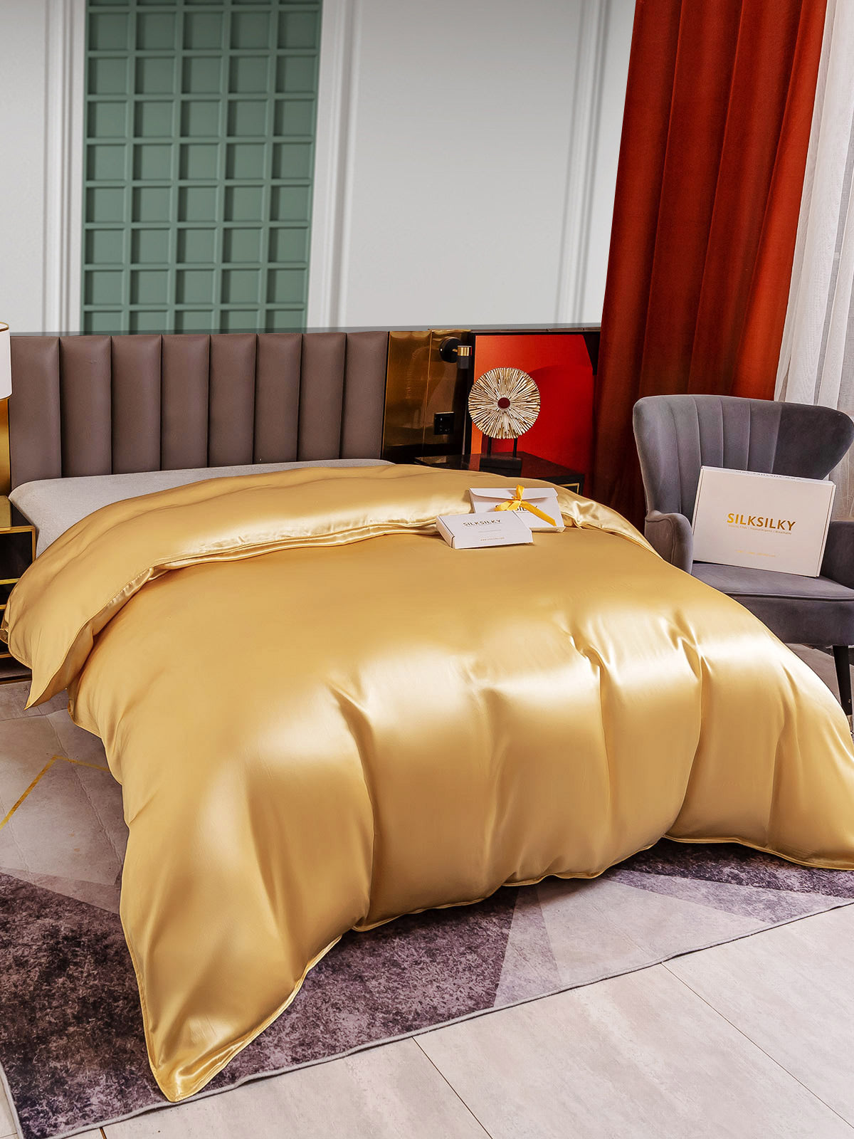 [Champán] SilkSilky-ES 25Momme Seda Pura Duvet Cover 002