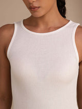[Blanco] SilkSilky-ES Sleeveless Round Neck Top de tirantes 006