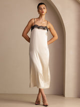 [Beige Arroz] SilkSilky-ES Square Neck Vestido 005