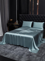 [Azul Grisáceo] SilkSilky-ES 22Momme Seda Pura Bedding Set 002,