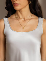 [Plata] SilkSilky-ES 19Momme Sin mangas Escote Cuchara Top de tirantes 004