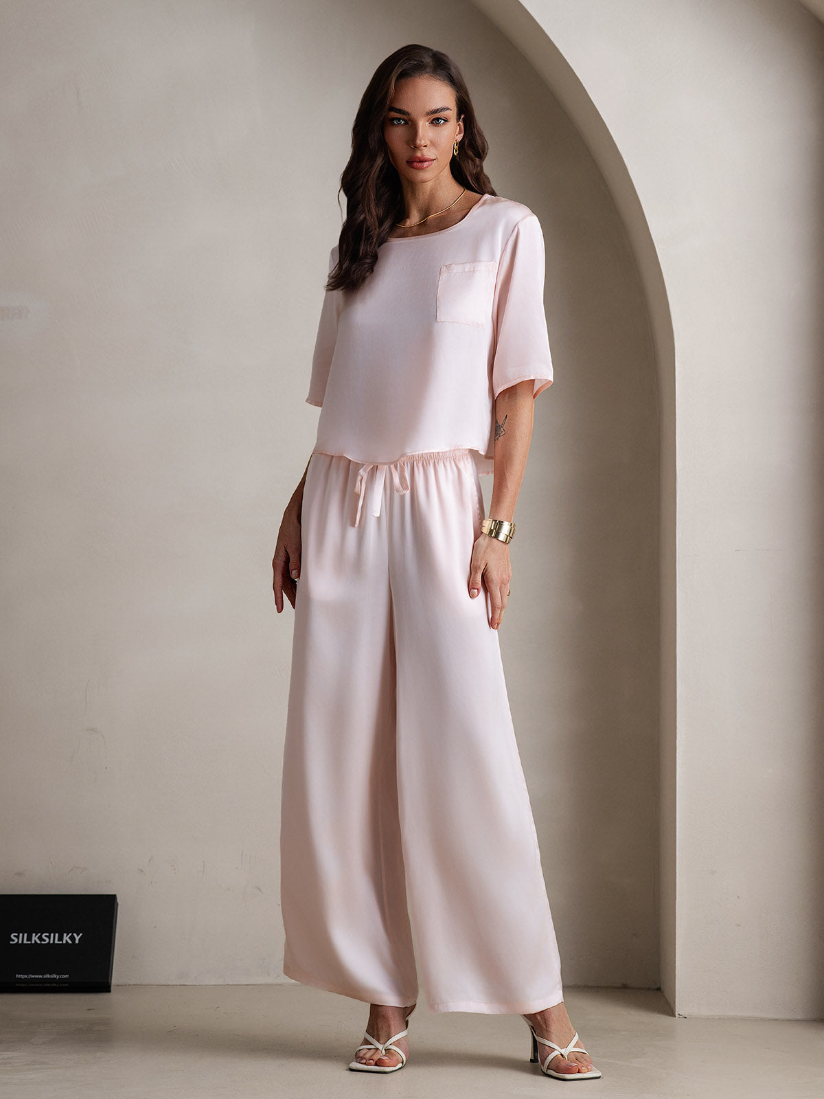 [Rosa] SilkSilky-ES Seda Pura Womens Pajamas 004,