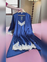 SilkSilky-ES 3/4 Sleeve V Neck Conjunto de camisón y bata video 001