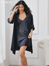 SilkSilky-ES Seda Pura Manga media Womens Robe video 001