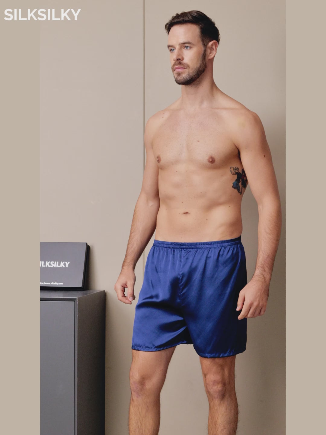 SilkSilky-ES 19Momme Mens Sleep Bottoms video 001