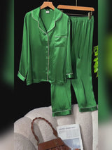 SilkSilky-ES Long Sleeve Lapel Collar Pijamas de mujer video 001