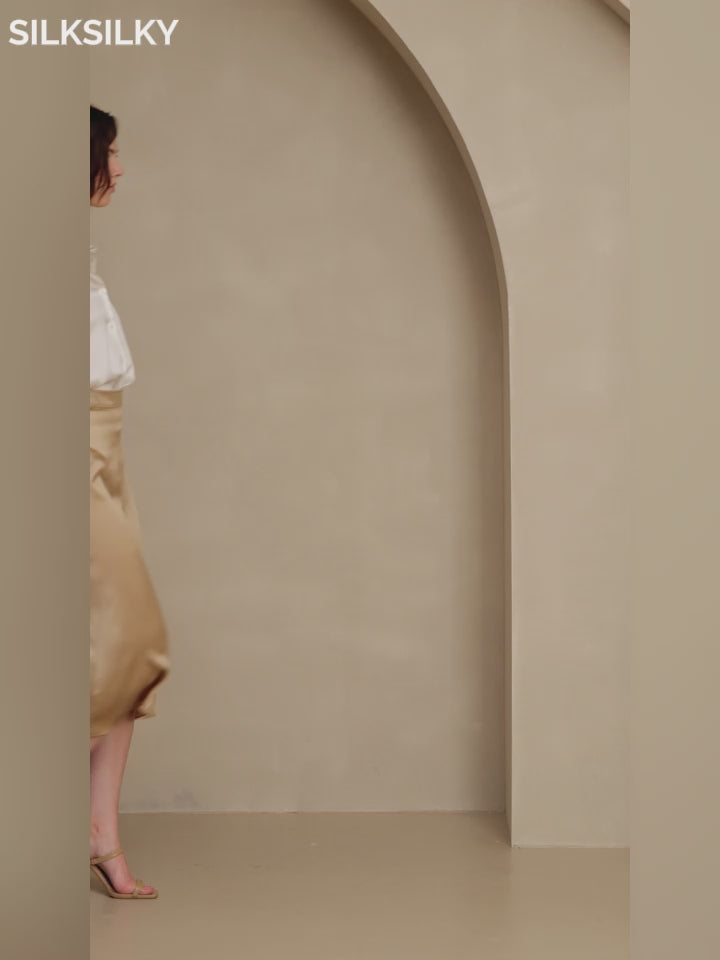 SilkSilky-ES 19Momme Seda Skirt video 001