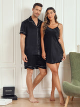 [Negro] SilkSilky-ES Seda Pura Manga corta Couple 003