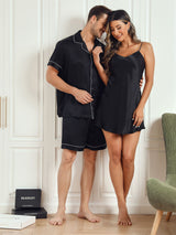 [Negro] SilkSilky-ES Seda Pura Manga corta Couple 004