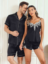 [Negro] SilkSilky-ES Seda Pura Manga corta Couple 001