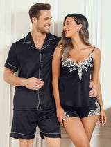 [Negro] SilkSilky-ES Seda Pura Manga corta Couple 005