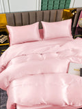 SilkSilky ES 25Momme Seda Pura Bedding Set Rosa 005