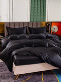 SilkSilky ES 25Momme Seda Pura Bedding Set Negro 003