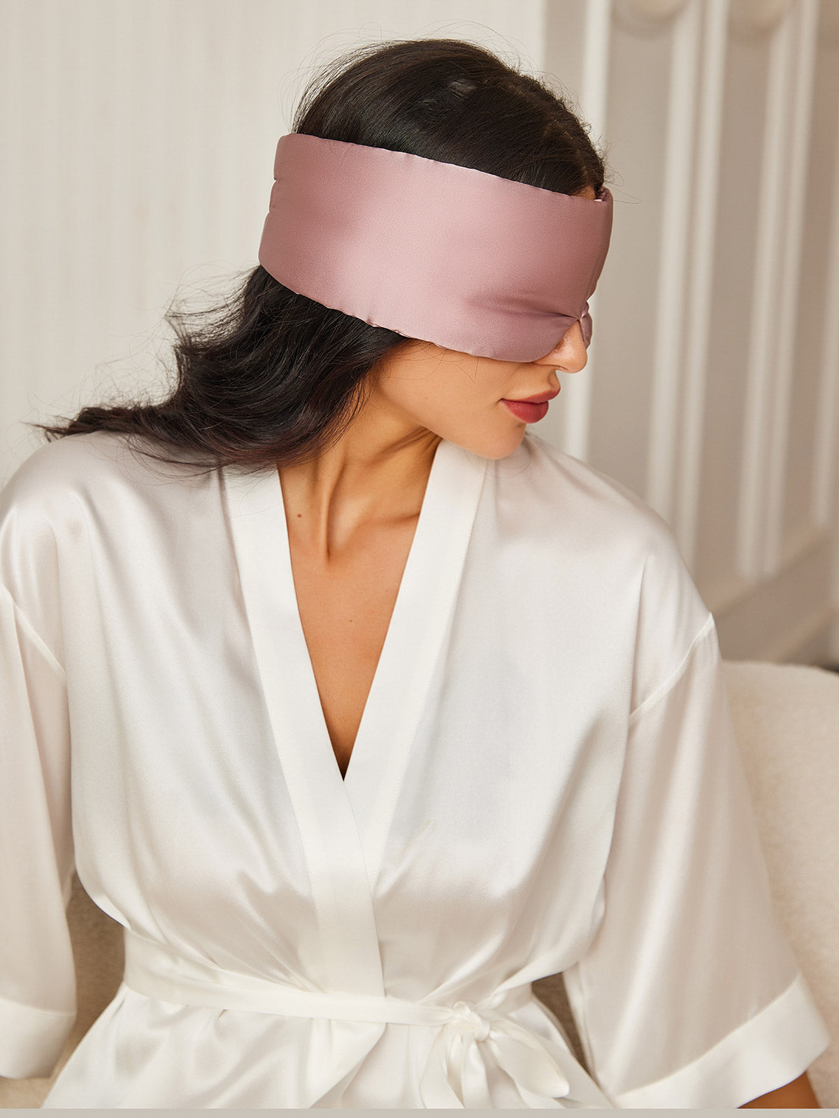 SilkSilky ES 19Momme Seda Pura Eye Mask MalvaPálido 003