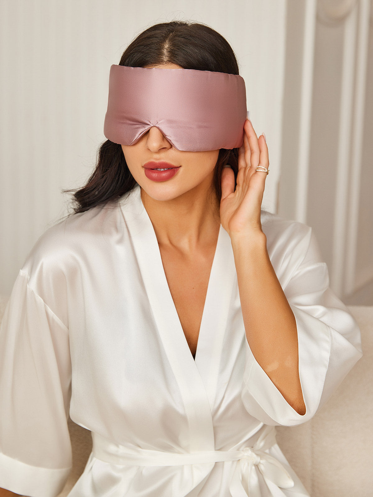 SilkSilky ES 19Momme Seda Pura Eye Mask MalvaPálido 004